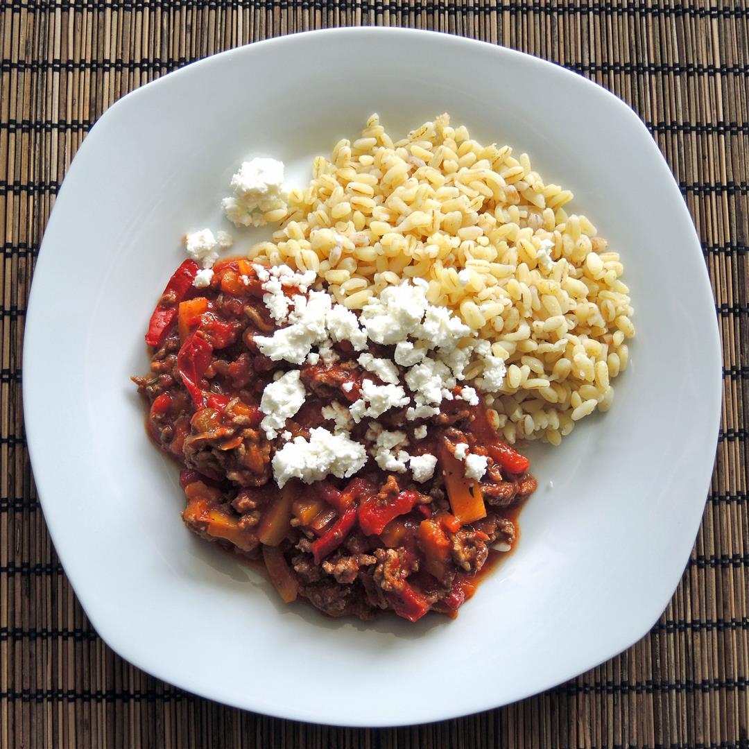 Paprika-Pfanne mit Ebly-Weizen - Lieblingsessen - Chilirosen