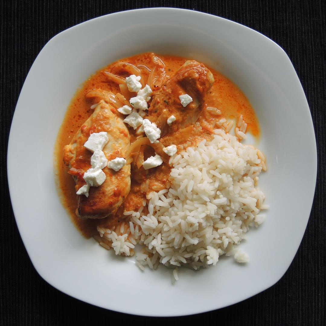 Hähnchen in Ajvar-Sherry-Soße - Chilirosen