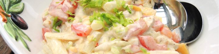 Spargel-Hähnchensalat mit Mango - Chilirosen